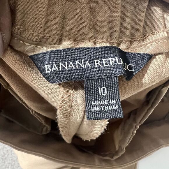 Banana Republic Pants Women's 10 Brown Stretch Slash Pockets Tapered Leg Pull-On - Picture 6 of 13